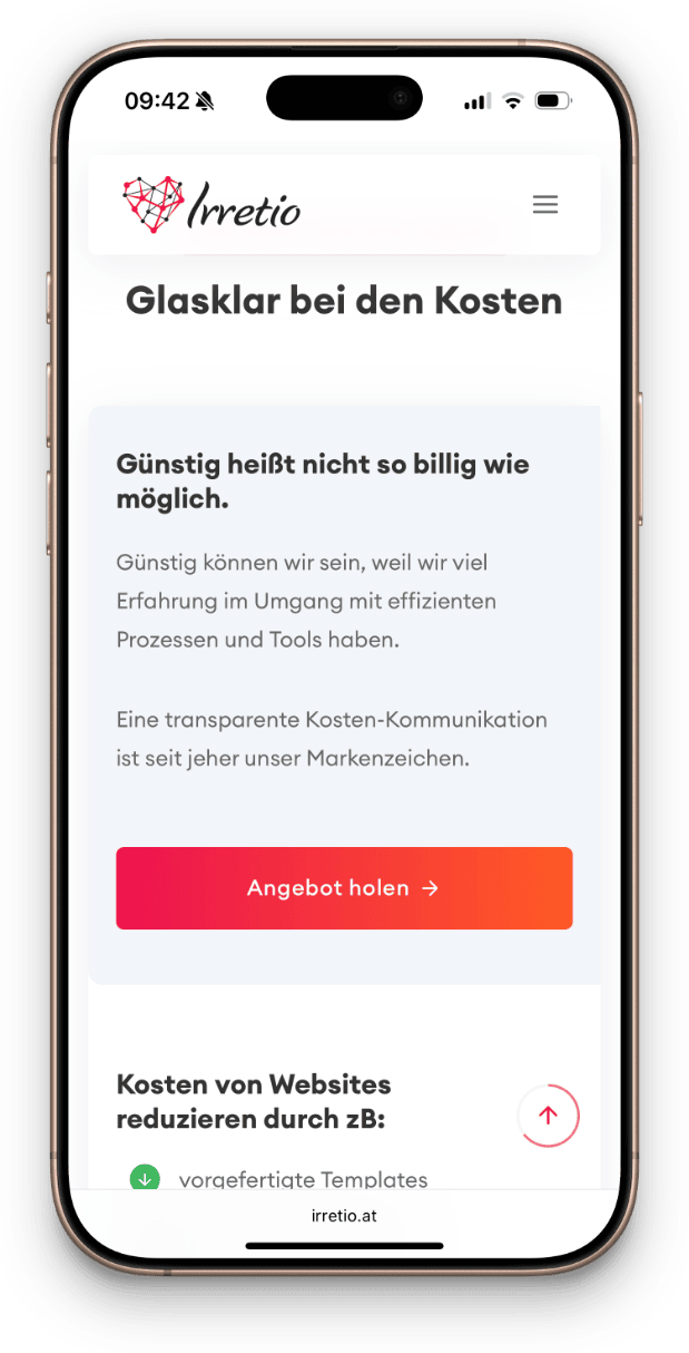 Smartphone mit CTA-Button auf Website